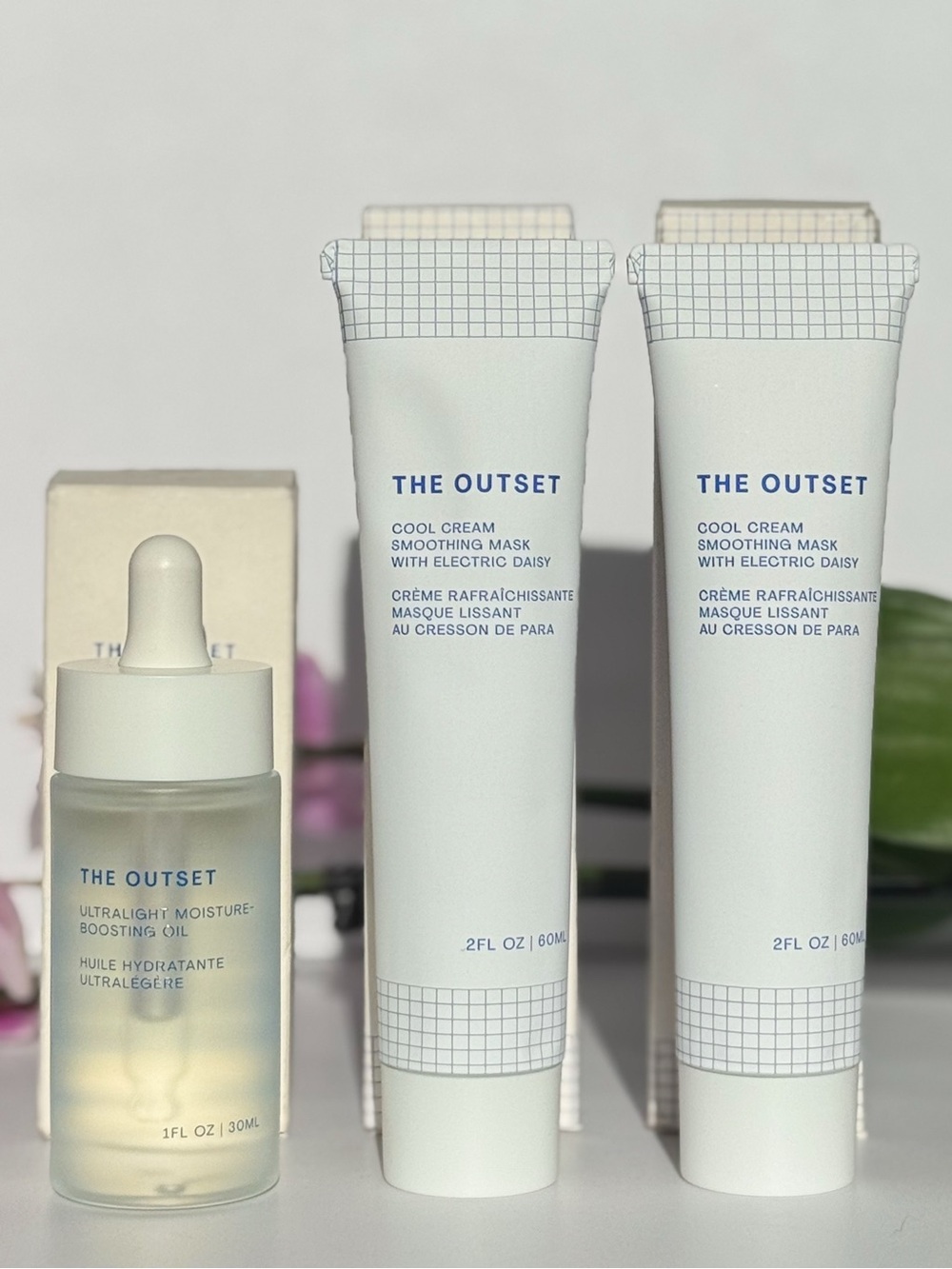 The Outset Skincare 3-Pc Bundle Cool Cream Masks + Boosting Oil NEW $132 Value
